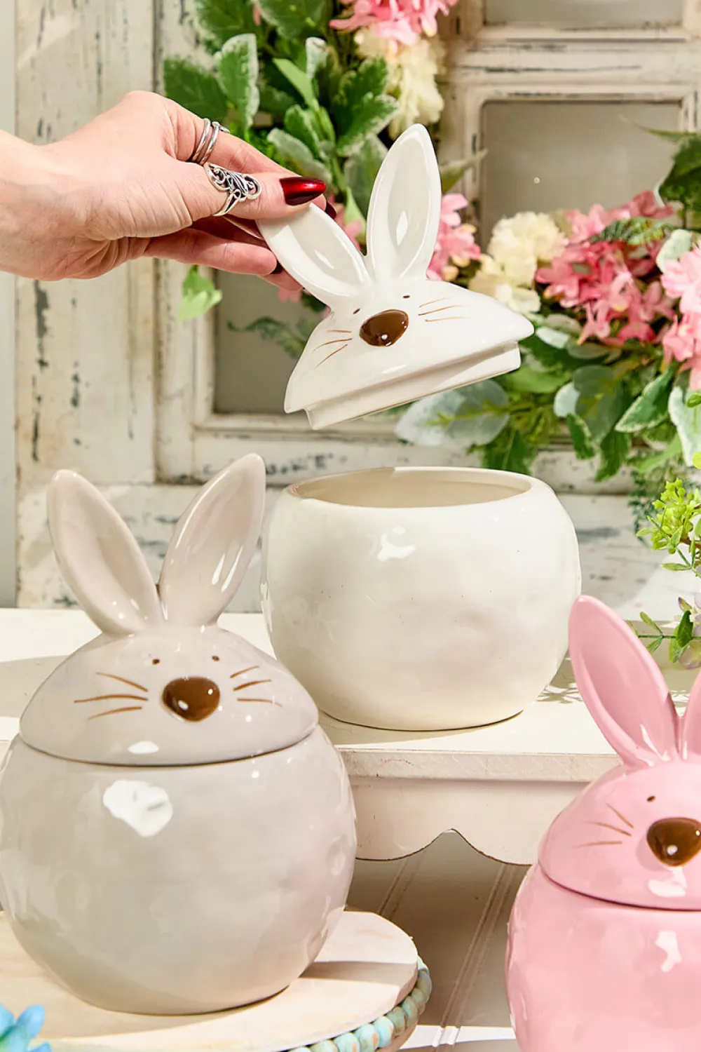 Decorator's Warehouse 8" Ceramic Bunny Cookie Jar > Easter Table Decor|Easter Decor