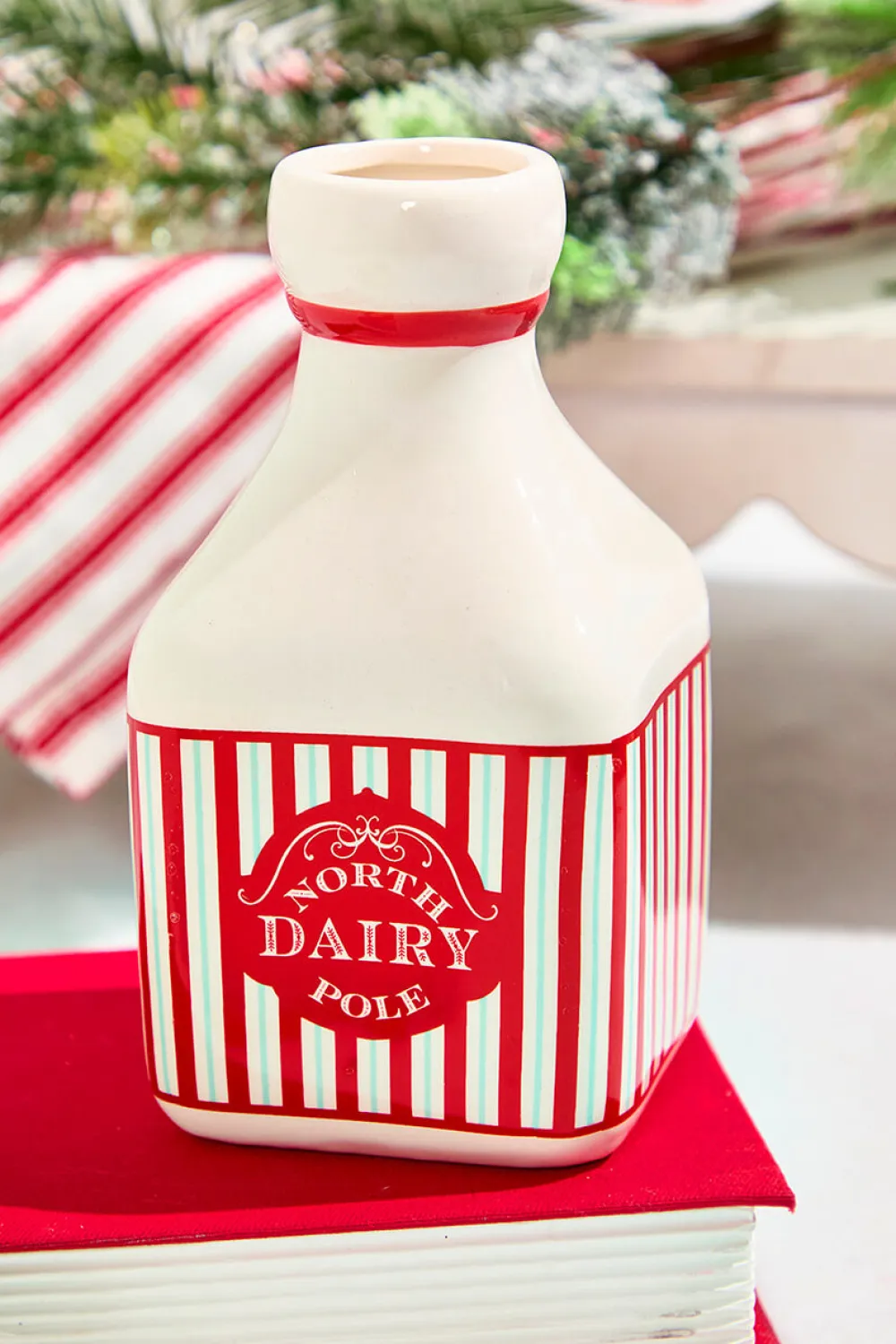 Decorator's Warehouse 6" Ceramic Milk Jar "North Pole Dairy" > Gingerbread|Christmas Accents