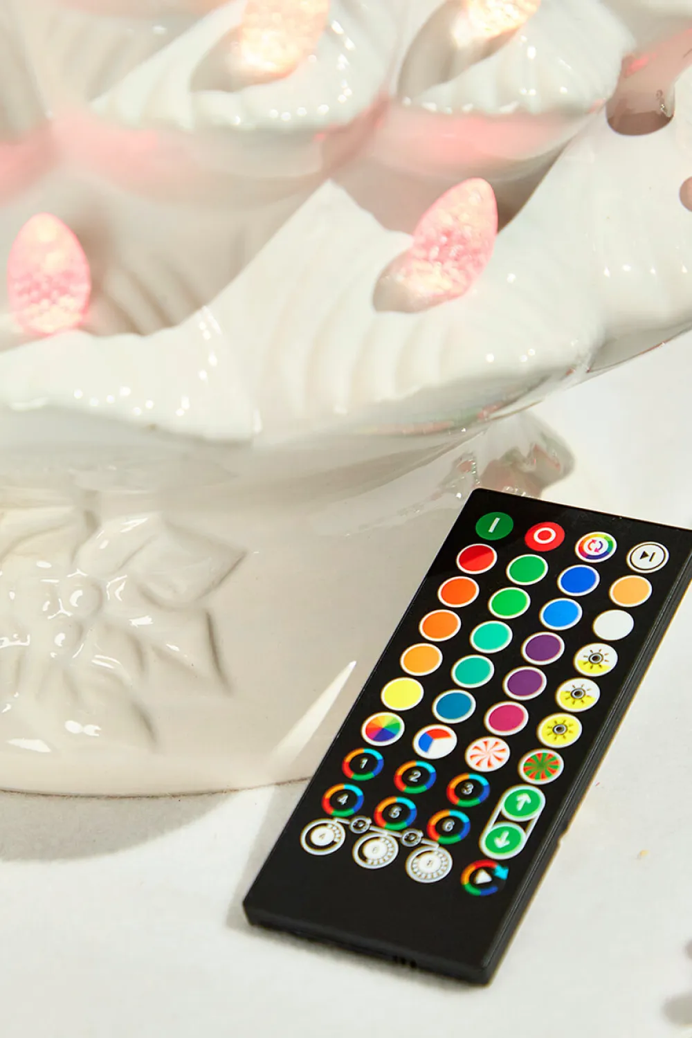 Decorator's Warehouse 24" Ceramic Nostalgic RGB Tree - White > Vintage Christmas Lights|Tabletop & Accent Trees