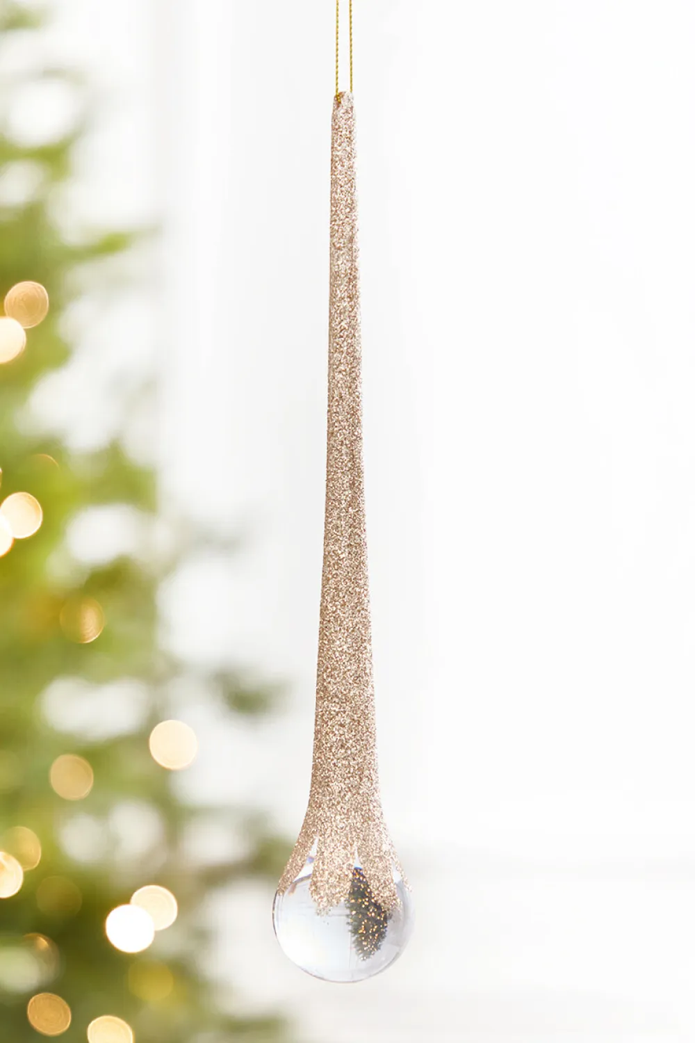 Decorator's Warehouse 10" Champagne Glitter Icicle Ornament > Gold & Champagne|Natural Elegance