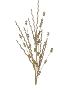 Decorator's Warehouse 37” Champagne Glitter Sequin Curly Willow Ball Christmas Spray > Sugar & Spice|Christmas Sprays