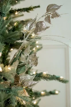 Decorator's Warehouse 30” Champagne Glitter Sequin Rose Leaf Grass Christmas Spray > Gold & Champagne|Natural Elegance