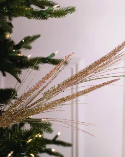 Decorator's Warehouse 34” Champagne Glitter Triple Spike Grass Spray > Gold & Champagne|Natural Elegance