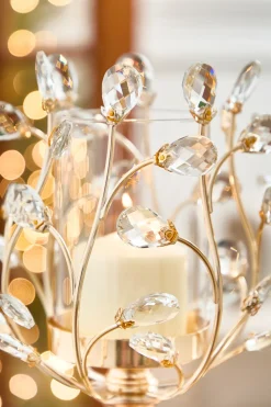 Decorator's Warehouse 19.3" Champagne Jeweled Candle Holder > Christmas Decor|Christmas Accents