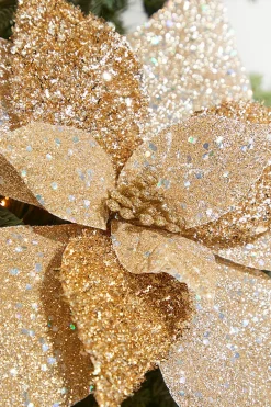 Decorator's Warehouse 19" Champagne Metallic Poinsettia Stem > Sugar & Spice|Christmas Decor