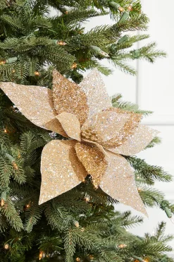 Decorator's Warehouse 19" Champagne Metallic Poinsettia Stem > Sugar & Spice|Christmas Decor
