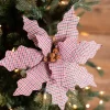 Decorator's Warehouse 22” Check Poinsettia Stem - Red/Natural > Christmas Sale