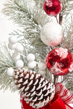 Decorator's Warehouse 30" Christmas Ball Berry Cedar Spray- Red & White > Christmas Decor|Christmas Sprays