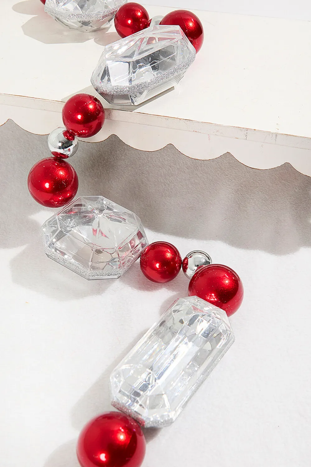 Decorator's Warehouse 40" Christmas Jewels With Ball Ornament Garland > Red & Silver|Christmas Decor