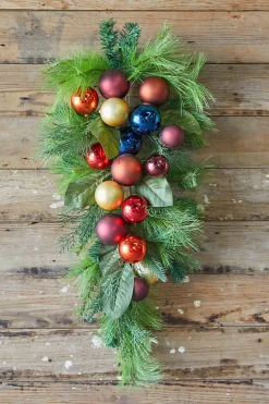 Decorator's Warehouse 32” Christmas Pine/Ball Swag > Nutcracker|Christmas Teardrops