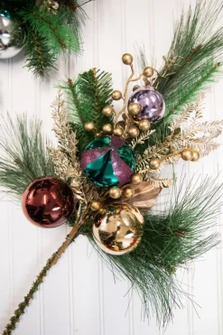 Decorator's Warehouse 26” Christmas Pine Spray with Ornaments > Jewel Tones|Christmas Sprays