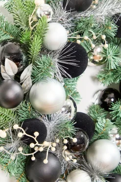 Decorator's Warehouse 24" Christmas Pine Wreath with Black Velvet Balls > Nutcracker|Christmas Decor