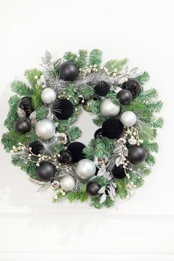 Decorator's Warehouse 24" Christmas Pine Wreath with Black Velvet Balls > Nutcracker|Christmas Decor