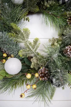 Decorator's Warehouse 20” Christmas Pine Wreath with Ornaments , Pinecones & Berries > Christmas Decor|All Wreaths