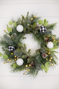 Decorator's Warehouse 20” Christmas Pine Wreath with Ornaments , Pinecones & Berries > Christmas Decor|All Wreaths