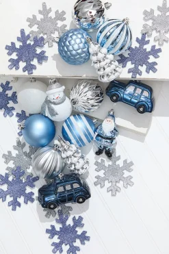 Decorator's Warehouse Christmas Shatterproof 25 Piece Assortment - Silver, Blue > Boxed Sets|Christmas Decor
