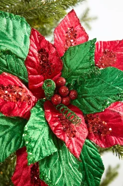 Decorator's Warehouse 22" Classic Christmas Velvet Poinsettia Stem > Christmas Decor|Traditional