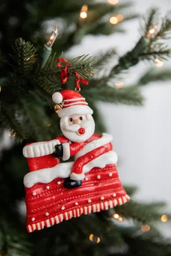 Decorator's Warehouse 4” Clay Santa on Rooftop Ornament > Christmas Decor|Christmas Ornaments
