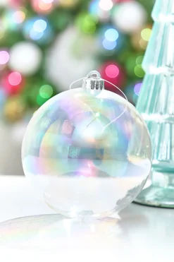 Decorator's Warehouse 6" Clear Iridescent Ball Ornament > Christmas Decor|Shatterproof