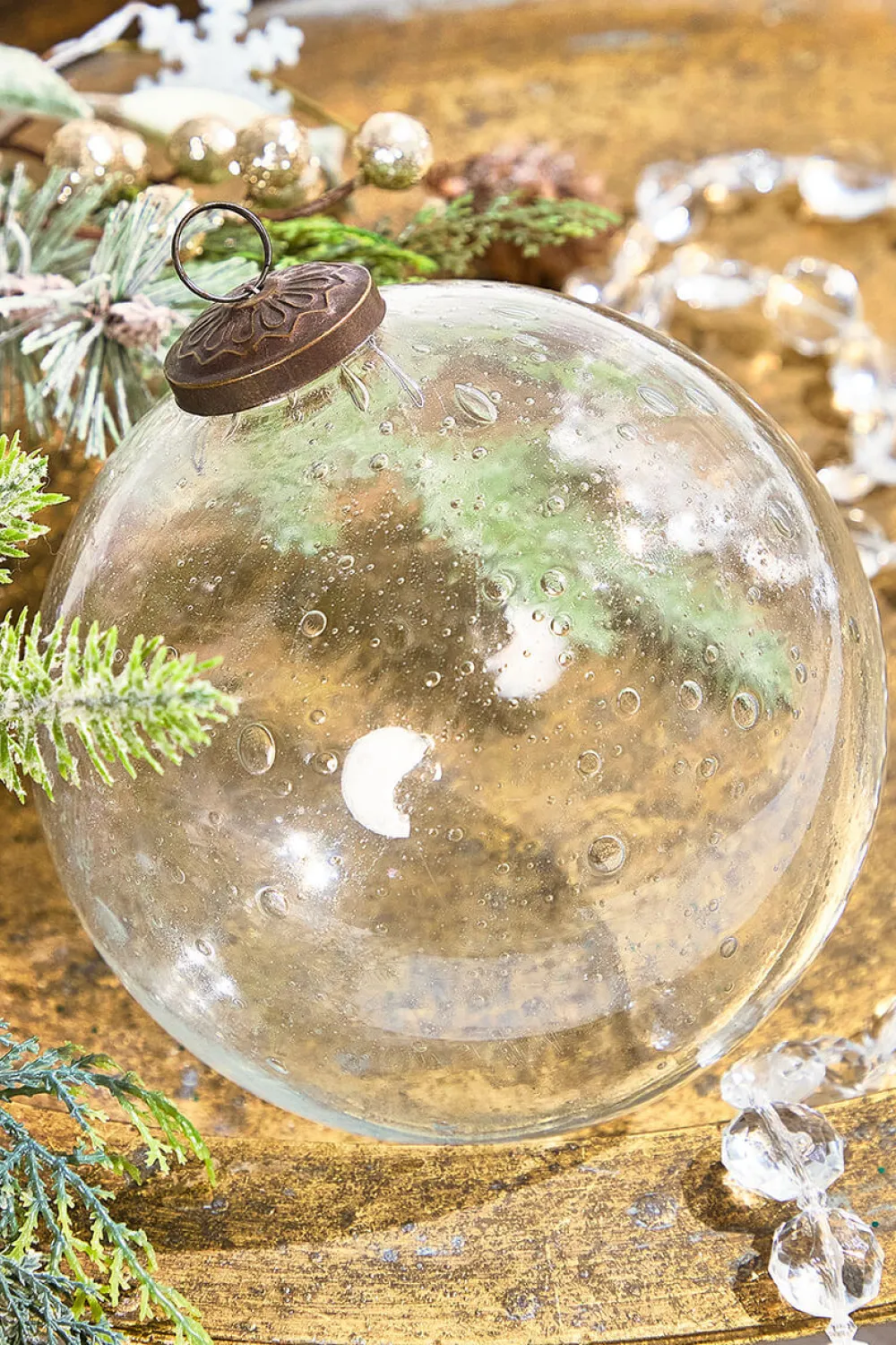 Decorator's Warehouse 6" Clear Seeded Glass Ornament > Christmas Decor|Natural Elegance