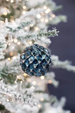 Decorator's Warehouse 10 CM Blue Chrome Honeycombed VP Ball Ornament > Christmas Sale|Christmas Decor