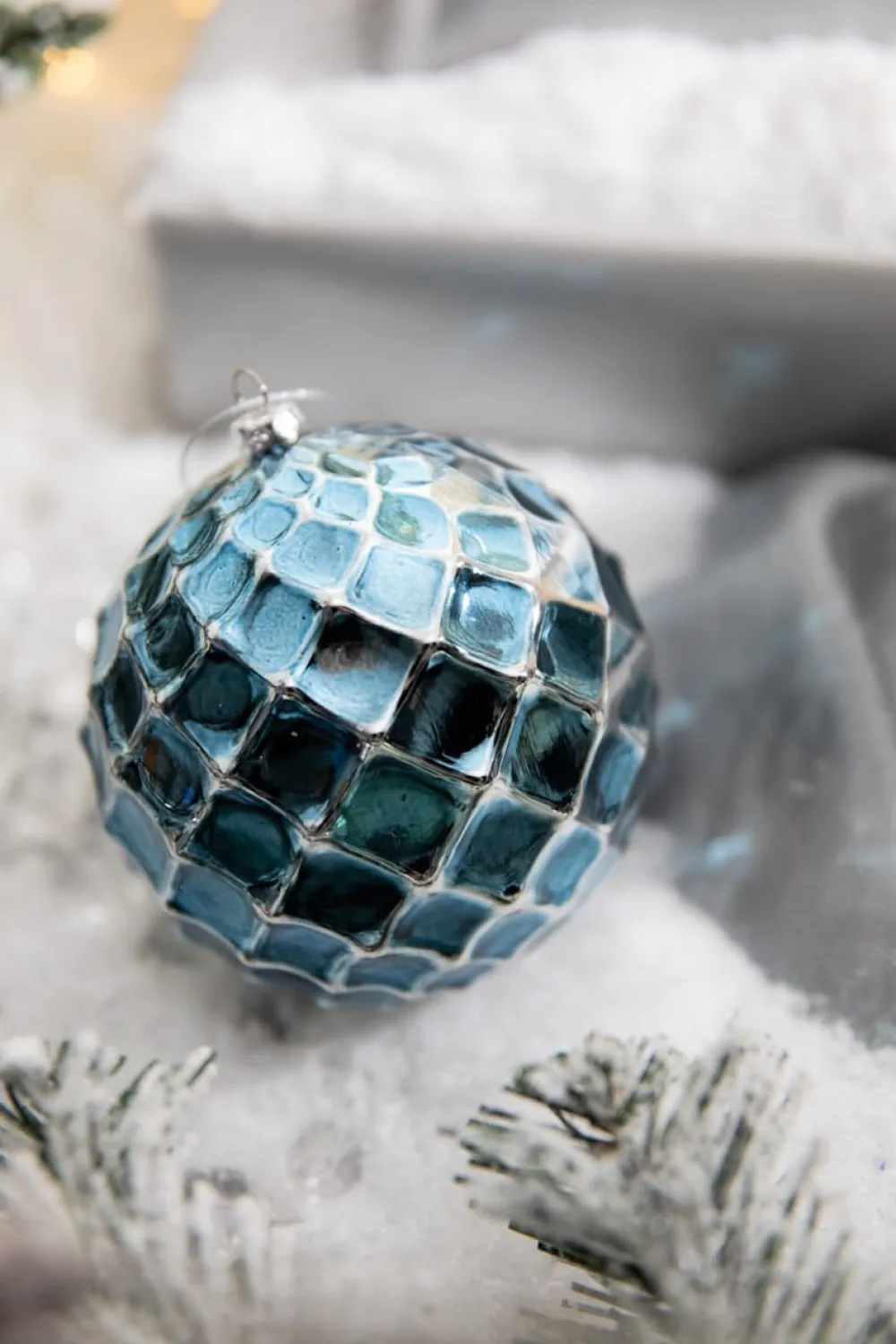 Decorator's Warehouse 10 CM Blue Chrome Honeycombed VP Ball Ornament > Christmas Sale|Christmas Decor