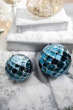 Decorator's Warehouse 10 CM Blue Chrome Honeycombed VP Ball Ornament > Christmas Sale|Christmas Decor