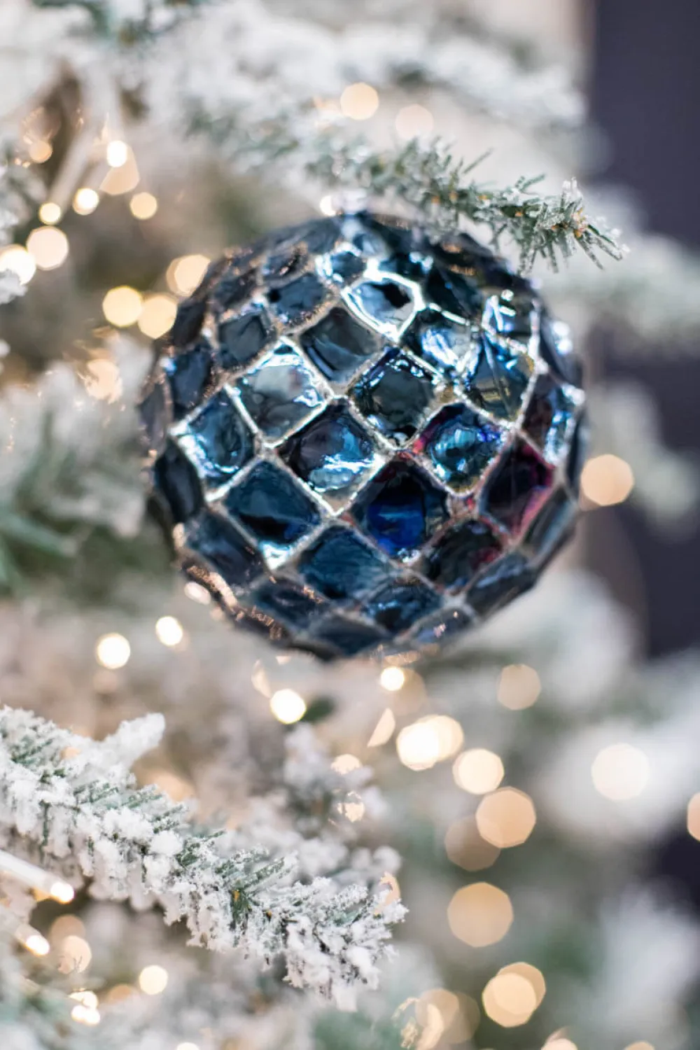 Decorator's Warehouse 10 CM Blue Chrome Honeycombed VP Ball Ornament > Christmas Sale|Christmas Decor