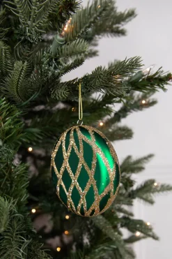 Decorator's Warehouse 10cm Matte Glitter Flat Round Ornament - Green/Gold > Nutcracker|Christmas Sale