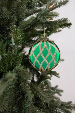 Decorator's Warehouse 10cm Matte Glitter Flat Round Ornament - Green/Gold > Nutcracker|Christmas Sale