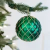 Decorator's Warehouse 10 CM Quilted Matte Glitter Net Ball Ornament Emerald Green > Nutcracker|Christmas Decor