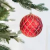 Decorator's Warehouse 10 CM Red Matte Glitter Quilted Ball Ornament > Nutcracker|Christmas Decor