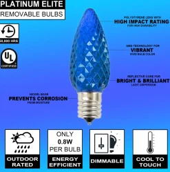 Decorator's Warehouse C9 Platinum Elite LED SMD Bulb (25 bulbs/bag) - Faceted, Blue > C9 Bulbs|Christmas Decor