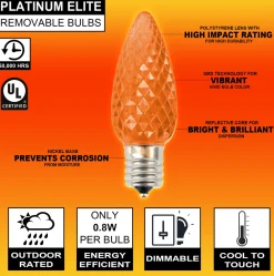 Decorator's Warehouse C9 Platinum Elite LED SMD Bulb (25 bulbs/bag) - Faceted, Orange > C9 Bulbs|Christmas Decor