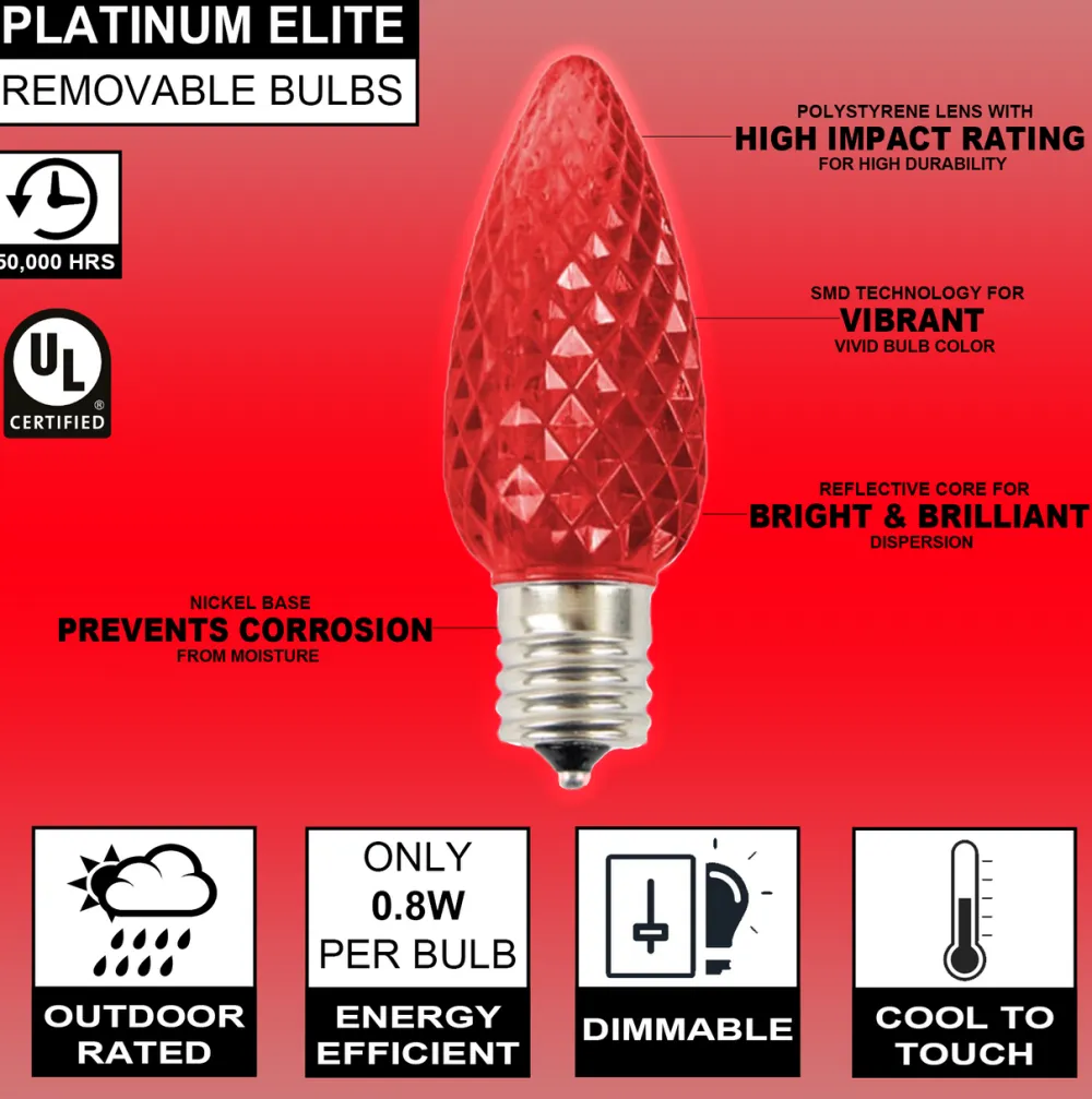Decorator's Warehouse C9 Platinum Elite LED SMD Bulb (25 bulbs/bag) - Faceted, Red > C9 Bulbs|Christmas Decor