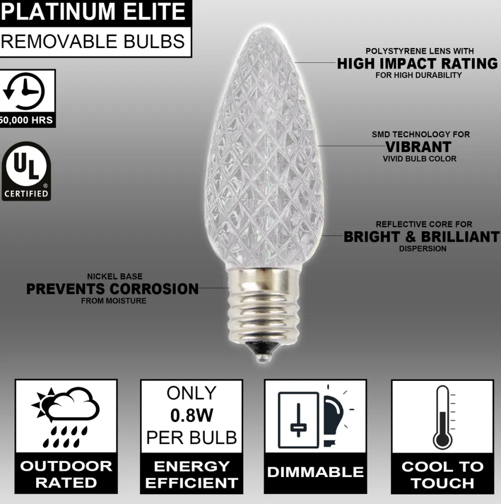Decorator's Warehouse C9 Platinum Elite LED SMD Bulb (25 bulbs/bag) - Faceted, Cool White > C9 Bulbs|Christmas Decor