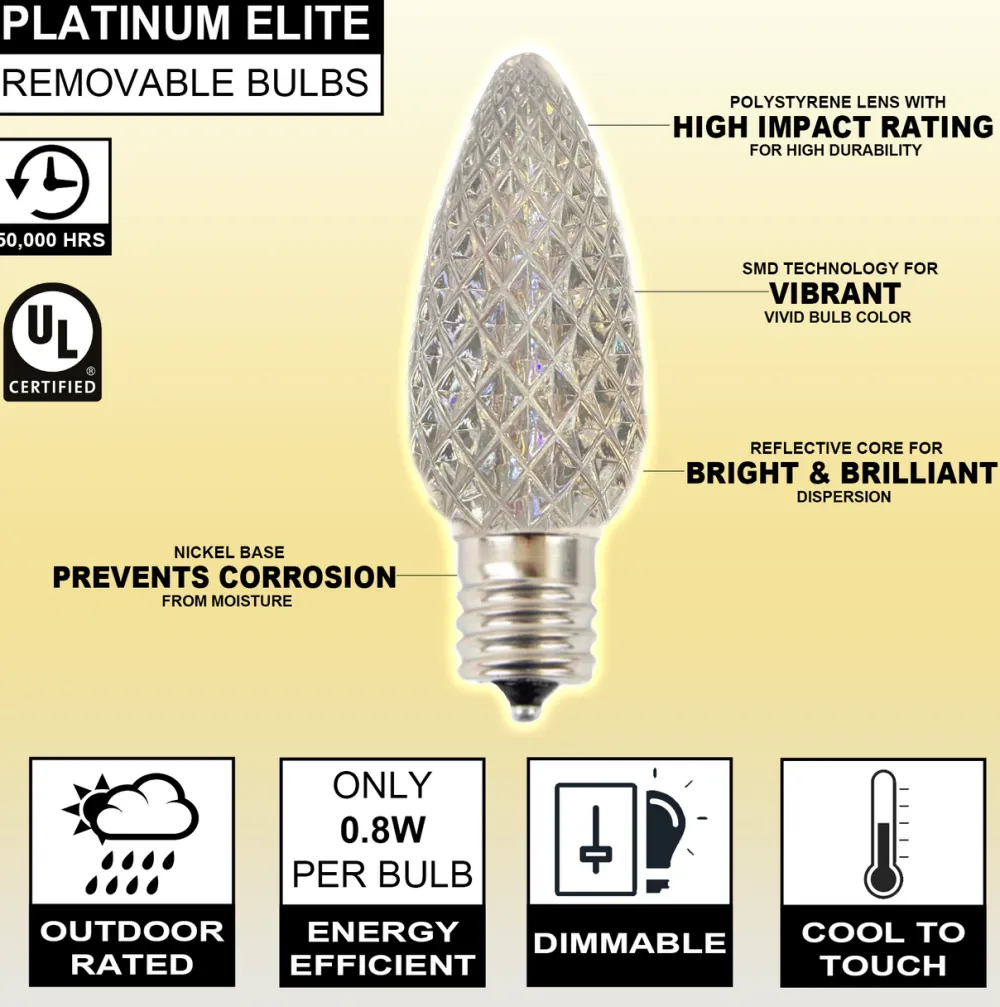 Decorator's Warehouse C9 Platinum Elite LED SMD Bulb (25 bulbs/bag) - Faceted, Warm White > C9 Bulbs|Christmas Decor