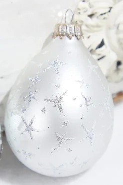Decorator's Warehouse 6ct Drop Bright Silver & Silver with Silver Stars > White Christmas|Boxed Sets