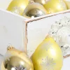 Decorator's Warehouse 6ct Glass Drop Aztec Gold & Gold Velvet with Silver Snowflakes > Boxed Sets|Christmas Sale