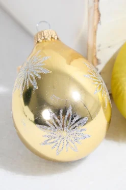 Decorator's Warehouse 6ct Glass Drop Aztec Gold & Gold Velvet with Silver Snowflakes > Boxed Sets|Christmas Sale
