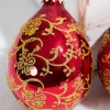 Decorator's Warehouse 6ct Glass Drop Christmas Red & Red Velvet with Gold Floral Glitterlace > Boxed Sets|Christmas Sale