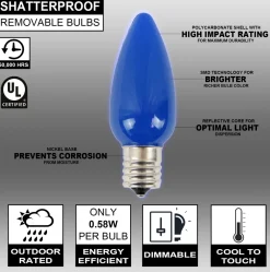 Decorator's Warehouse C9 Wonderful LED SMD Bulb (25 bulbs/bag) - Frosted, Blue > Vintage Christmas Lights|C9 Bulbs