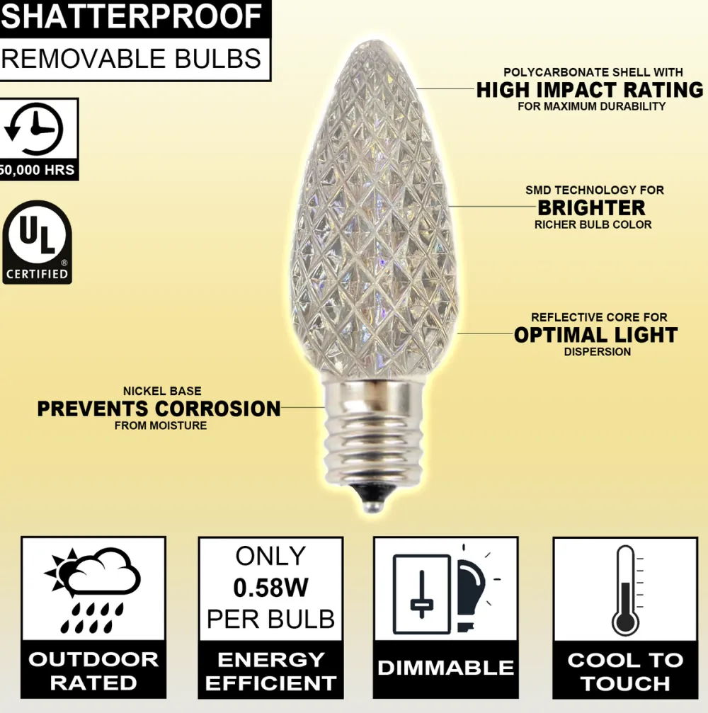 Decorator's Warehouse C9 Wonderful LED SMD Bulb (25 bulbs/bag) - Faceted, Warm White > C9 Bulbs|Christmas Decor
