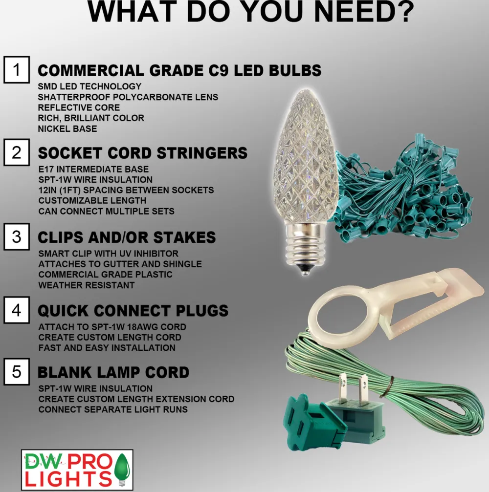 Decorator's Warehouse C9 Wonderful LED SMD Bulb (25 bulbs/bag) - Smooth, Blue > C9 Bulbs|Christmas Decor