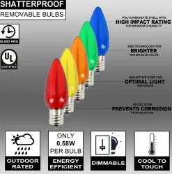 Decorator's Warehouse C9 Wonderful LED SMD Bulb (25 bulbs/bag) - Smooth, Multi > C9 Bulbs|Christmas Decor