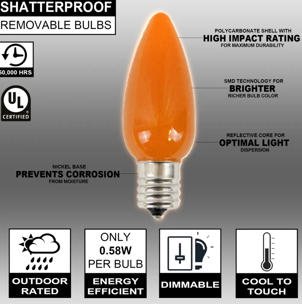 Decorator's Warehouse C9 Wonderful LED SMD Bulb (25 bulbs/bag) - Frosted, Orange > C9 Bulbs|Christmas Decor