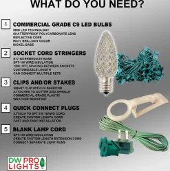 Decorator's Warehouse C9 Wonderful LED SMD Bulb (25 bulbs/bag) - Smooth, Purple > C9 Bulbs|Christmas Decor
