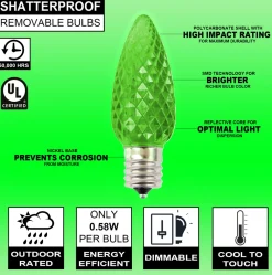 Decorator's Warehouse C9 Wonderful LED SMD Bulb (25 bulbs/bag) - Faceted, Green > C9 Bulbs|Christmas Decor
