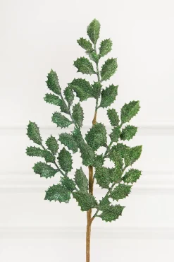 Decorator's Warehouse 23" Dark Green Shimmer Metallic Holly > Traditional|Christmas Sprays