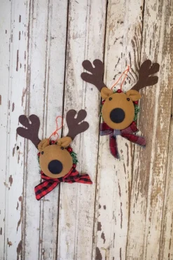 Decorator's Warehouse 7” Deer Head with Scarf Ornament > Christmas Ornaments|Farmhouse